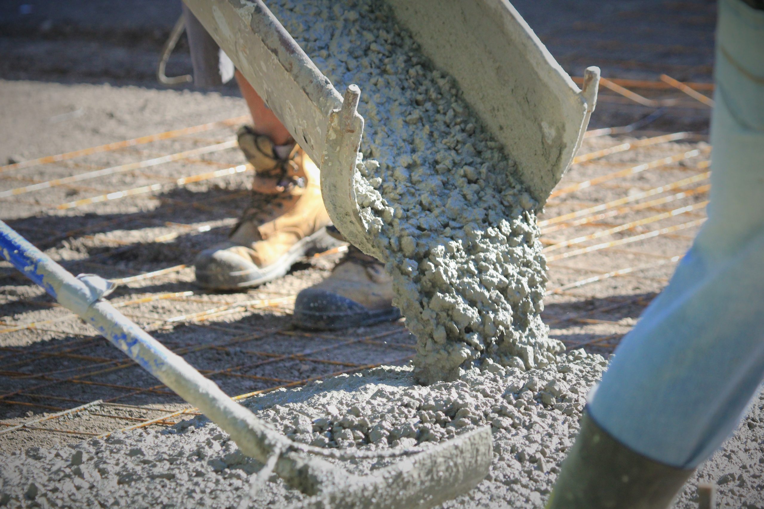 concrete driveway on pouring day